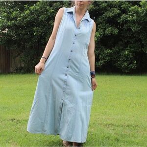 Vintage denim washed cotton dress